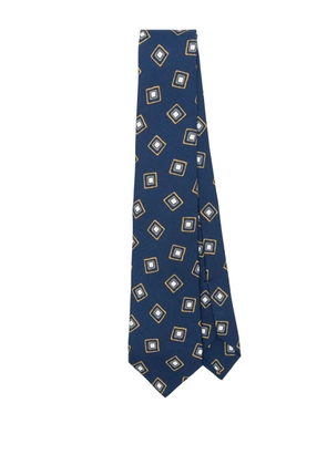 Kiton patterned silk tie - Blue