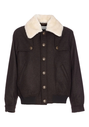 Drôle De Monsieur shearling-collar buttoned jacket - Brown
