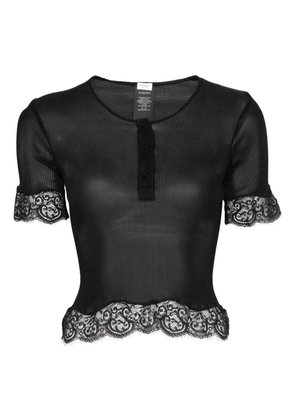 Saint Laurent lace-detail T-shirt - Black