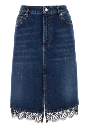 Stella McCartney lace-trim denim skirt - Blue