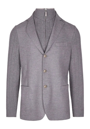 Eleventy ribbed-sleeve buttoned blazer - Grey