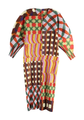 Pleats Please Issey Miyake button-up printed coat - Yellow