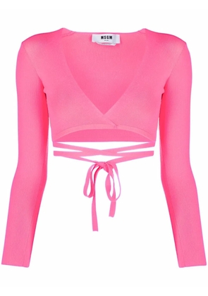 MSGM lace-up cropped top - Pink