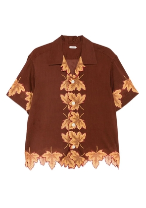 BODE leaf-print scalloped shirt - Brown