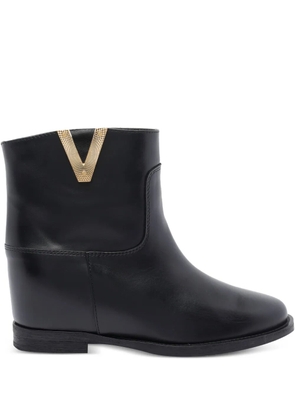Via Roma 15 logo leather ankle boots - Black