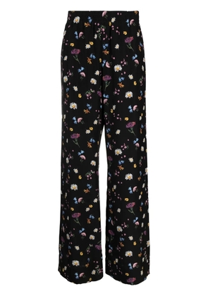 Stella McCartney floral-print silk trousers - Black