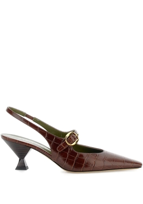MARIA LUCA crocodile-effect slingback pumps - Brown