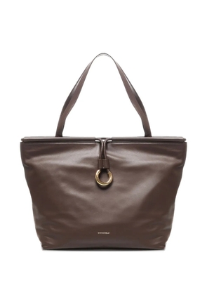Coccinelle ring-detail leather shoulder bag - Brown
