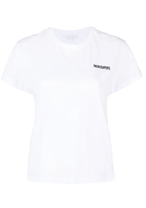Patrizia Pepe logo-embroidered cotton T-shirt - White