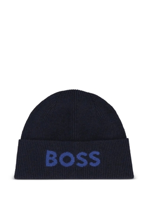 BOSS logo detail beanie - Blue
