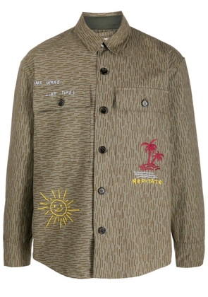 President’S logo-embroidered stripe-pattern shirt - Green