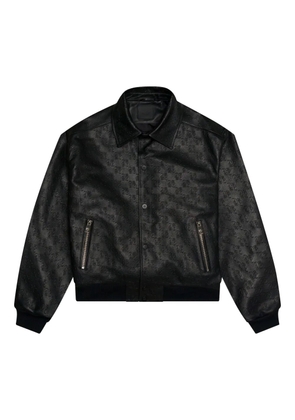 PLACE OF ËLMS debossed leather bomber jacket - Black