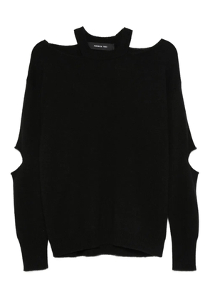 Federica Tosi cutout-sleeve crew-neck sweater - Black