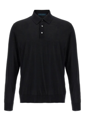 Kiton long-sleeved wool polo shirt - Black