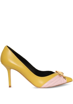 Elisabetta Franchi leather bow-detail pumps - Yellow