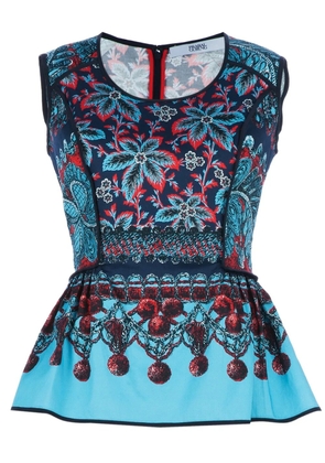 Linda Farrow floral print peplum top - Blue