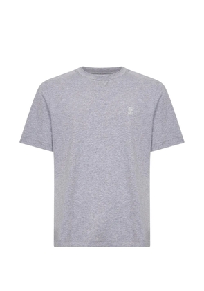 Brunello Cucinelli ribbed crew-neck logo-embroidery T-shirt - Grey