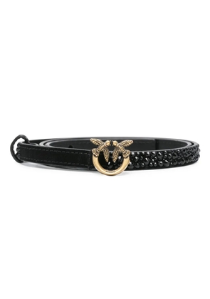 PINKO Love Birds-buckle studded leather belt - Black