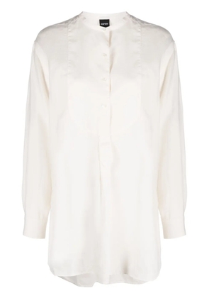 ASPESI collarless linen bib shirt - Neutrals