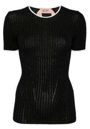 Nº21 ribbed-knit T-shirt - Black