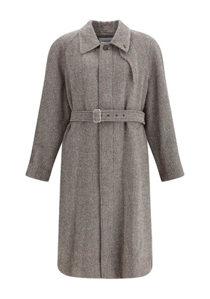 Ferragamo Herringbone belted coat - Brown