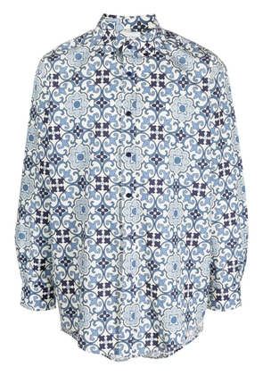 Drôle De Monsieur Faïence geometric-print cotton shirt - Blue