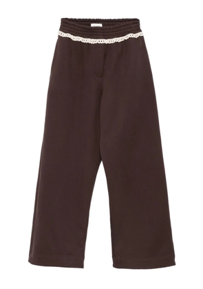 Magda Butrym lace-detail cotton track pants - Brown