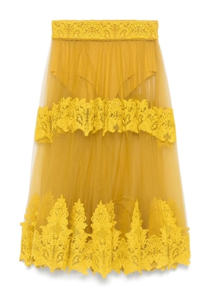 Elisabetta Franchi tulle midi skirt - Yellow