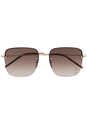 Saint Laurent Eyewear logo-plaque tinted sunglasses - Brown
