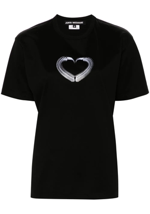 Junya Watanabe graphic-heart print cotton T-shirt - Black