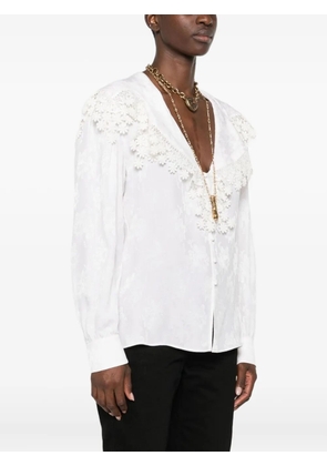 Chloé floral-lace trimmed shirt - White