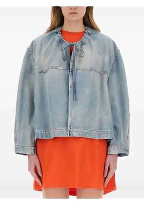 MSGM drawstring-collar denim jacket - Blue