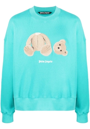 Palm Angels Bear motif crew neck sweatshirt - Blue