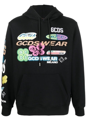 GCDS logo-print drawstring hoodie - Black