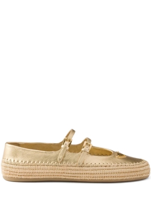 Prada Mordoré woven raffia logo ballerinas - Gold