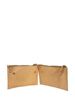 Il Bisonte double-zip leather clutch - Neutrals