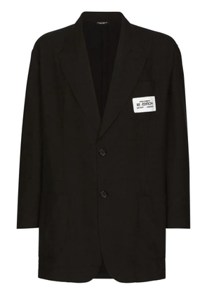 Dolce & Gabbana logo-patch silk-cotton blazer - Black