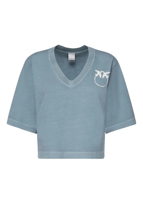 PINKO logo-embellished V-neck T-shirt - Blue