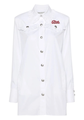 Alessandra Rich logo-patch lace-trim minidress - White