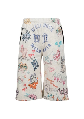 We11done graphic-print shorts - Grey