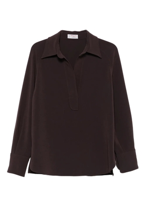 Alberto Biani collared long-sleeve top - Brown