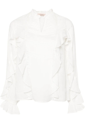 TWINSET lace-detailing ruffled blouse - White