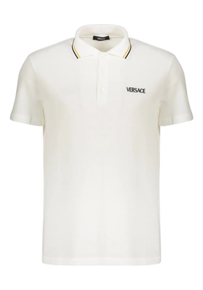 Versace short sleeve cotton polo shirt - White