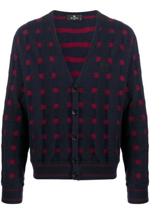 ETRO patterned-knit V-neck cardigan - Blue
