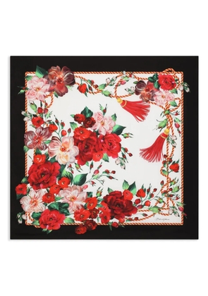 Dolce & Gabbana rose-print scarf - White