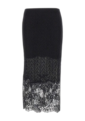 Blumarine textured lace-detailed midi skirt - Black