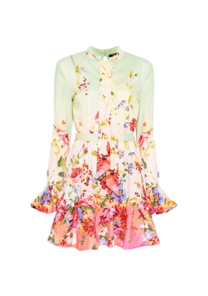 Roberto Cavalli floral ruffled mini dress - Pink