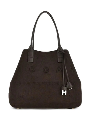 Hogan embossed-logo leather tote bag - Brown