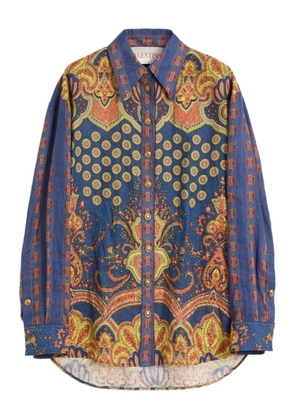 Valentino Garavani Medaglioni Voyage Imaginaire linen shirt - Blue
