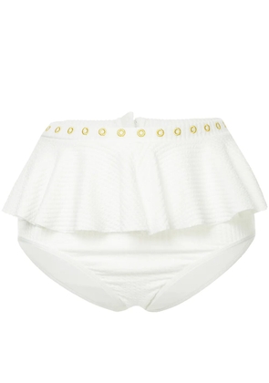 Duskii Venice ruffled bikini bottom - White